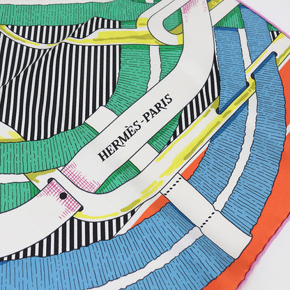 Hermes Calle 90 Scarf Silk Orange Unisex