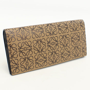 Loewe 101843 Long Wallet Repeat Anagram Flap Wallet Leather Brown Mens(Unisex)