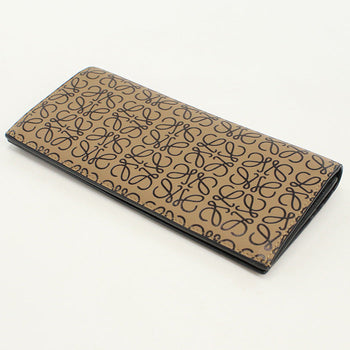 Loewe 101843 Long Wallet Repeat Anagram Flap Wallet Leather Brown Mens(Unisex)