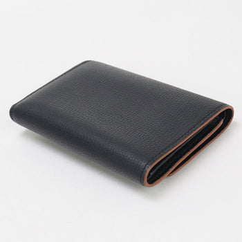 Loewe C821S33X01 Vertical Anagram Three Fold Wallet Calfskin Black Women