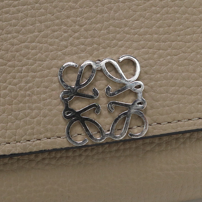 Loewe C821L57X01 Bi-Fold Wallet Anagram Compact Wallet Calfskin Beige Women