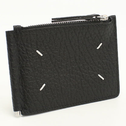 Maison Margiela Mar93159 4 Stitch Money Clip Folded Wallet Leather Black Women