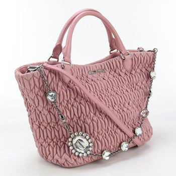 Miumiu(Outlet) Rn0896 Tote Bag Materasse 2Way Handbag Leather Pink Women
