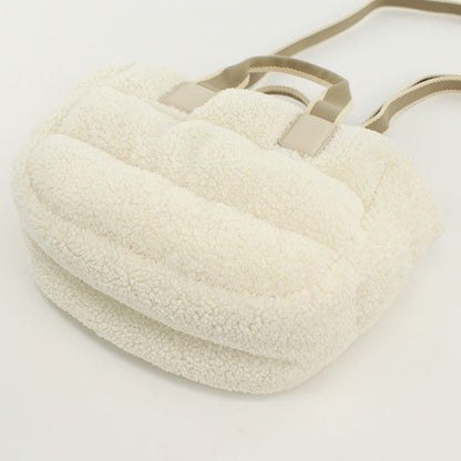 Moncler 5L00016 M3189 Tote Bag Mini Caradoc Boa Teddy Fleece 2Waytote Bag Polyester White Women