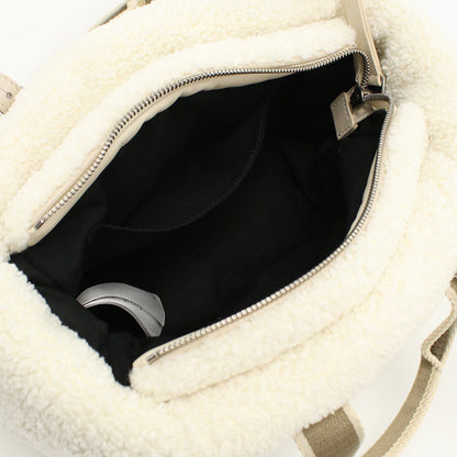Moncler 5L00016 M3189 Tote Bag Mini Caradoc Boa Teddy Fleece 2Waytote Bag Polyester White Women