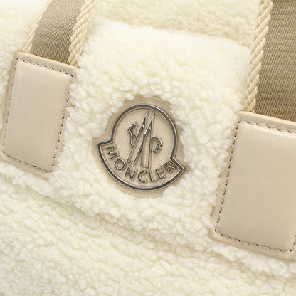 Moncler 5L00016 M3189 Tote Bag Mini Caradoc Boa Teddy Fleece 2Waytote Bag Polyester White Women