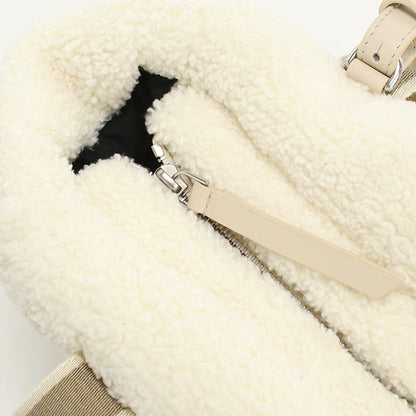 Moncler 5L00016 M3189 Tote Bag Mini Caradoc Boa Teddy Fleece 2Waytote Bag Polyester White Women