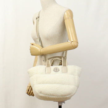 Moncler 5L00016 M3189 Tote Bag Mini Caradoc Boa Teddy Fleece 2Waytote Bag Polyester White Women