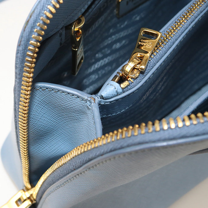 Prada Bl0838 2Way Handbag Safiano Leather Hand Shoulder Bag Leather Blue Women