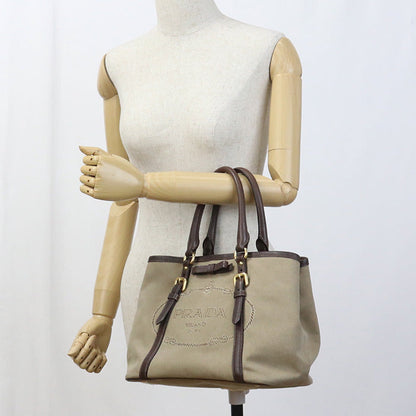 Prada Pr85840 Tote Bag Logo Jacquard Beige Women