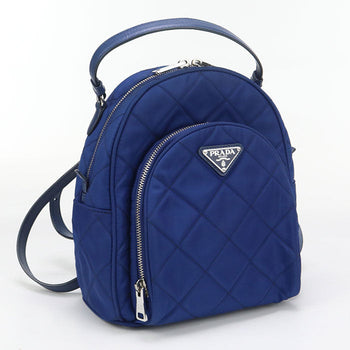 Prada 1Bz066 Backpack Mini Daypack Nylon, Leather Blue Women