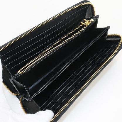 Prada 1Ml506 Long Wallet Triangle Zipper Wallet Purse Nylon, Leather Black Women