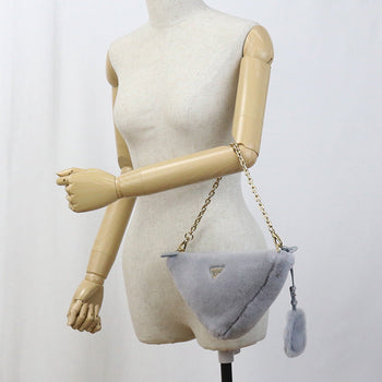 Prada 1Bc543 Shoulder Bag Triangle Fur 2Wayshoulder Bag Fur Gray Women