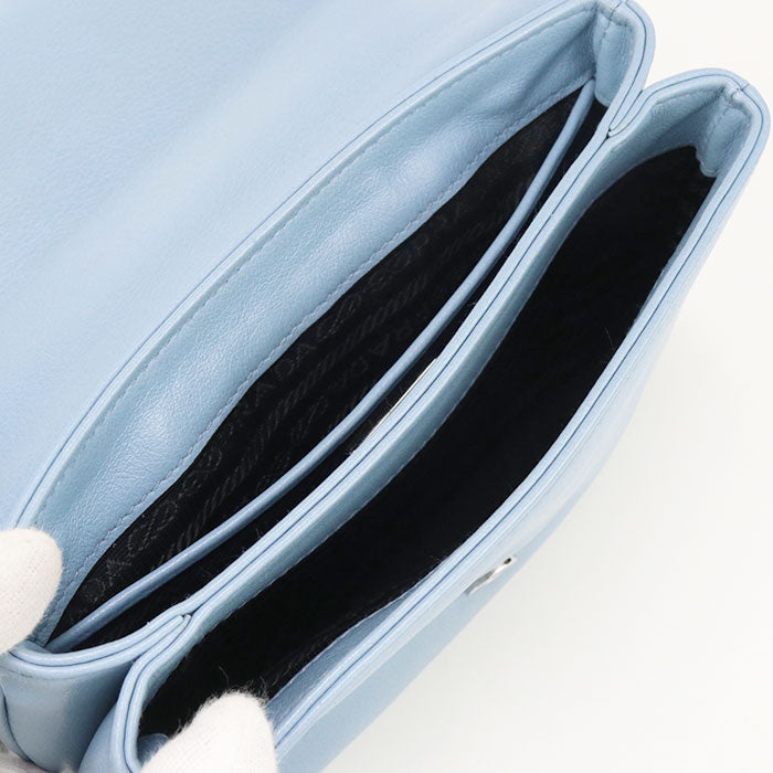 Prada Chain Shoulder Bag Leather Blue Women