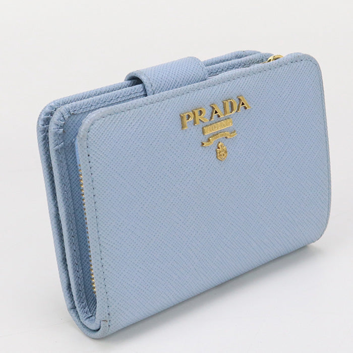 Prada Pr90454 Saffiano Multicolor Wallet Folded Wallet Leather Blue Women