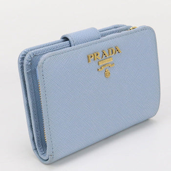 Prada Pr90454 Saffiano Multicolor Wallet Folded Wallet Leather Blue Women