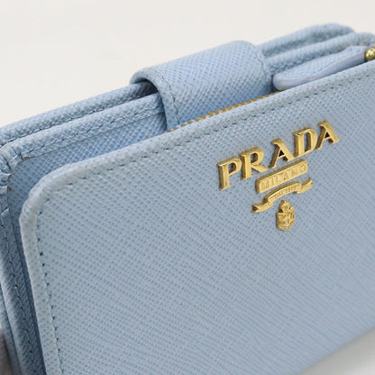 Prada Pr90454 Saffiano Multicolor Wallet Folded Wallet Leather Blue Women