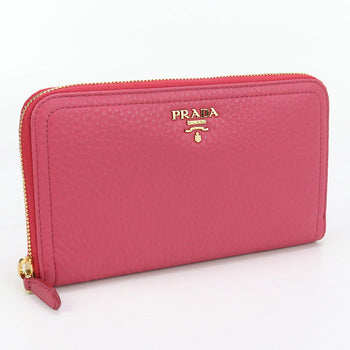 Prada Pr93032 Zip Around Long Wallet Pursezip Around Leather Pink Women