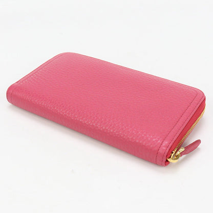 Prada Pr93032 Zip Around Long Wallet Pursezip Around Leather Pink Women