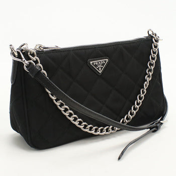 Prada 1Bh026 Shoulder Bag Quilting Chain 2Wayshoulder Bag Nylon Black Women
