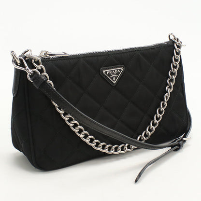 Prada 1Bh026 Shoulder Bag Quilting Chain 2Wayshoulder Bag Nylon Black Women