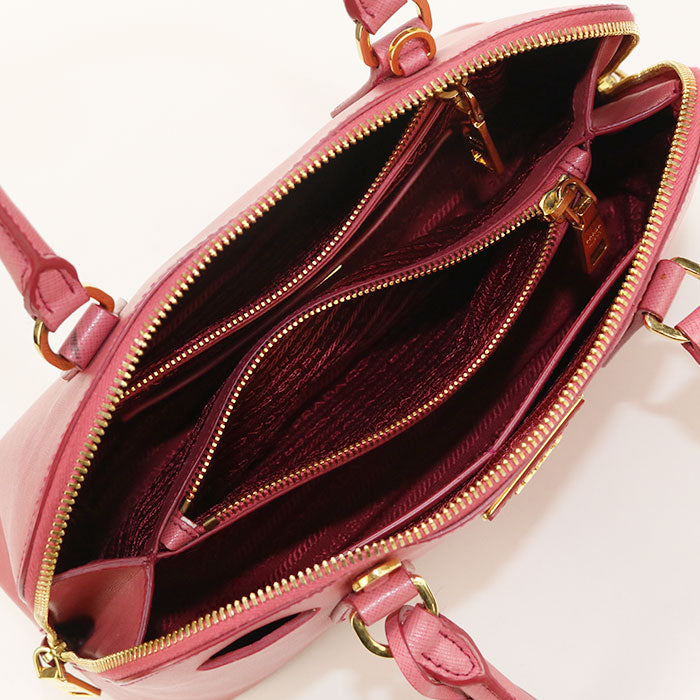 Prada Bl0837 Nzv F060M 2Way Safiano Leather Handbag Leather Pink Women