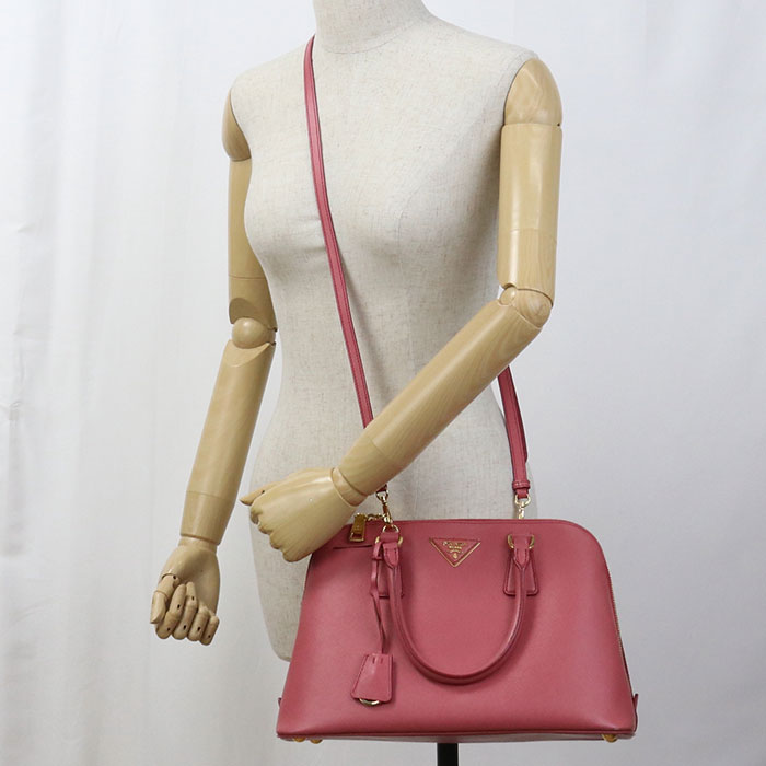 Prada Bl0837 Nzv F060M 2Way Safiano Leather Handbag Leather Pink Women