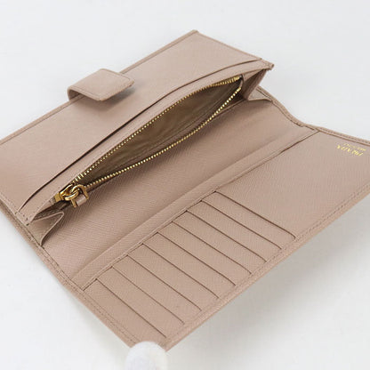 Prada 1Mv025 Long Wallet Safiano Folding Long Wallet Leather Beige Women