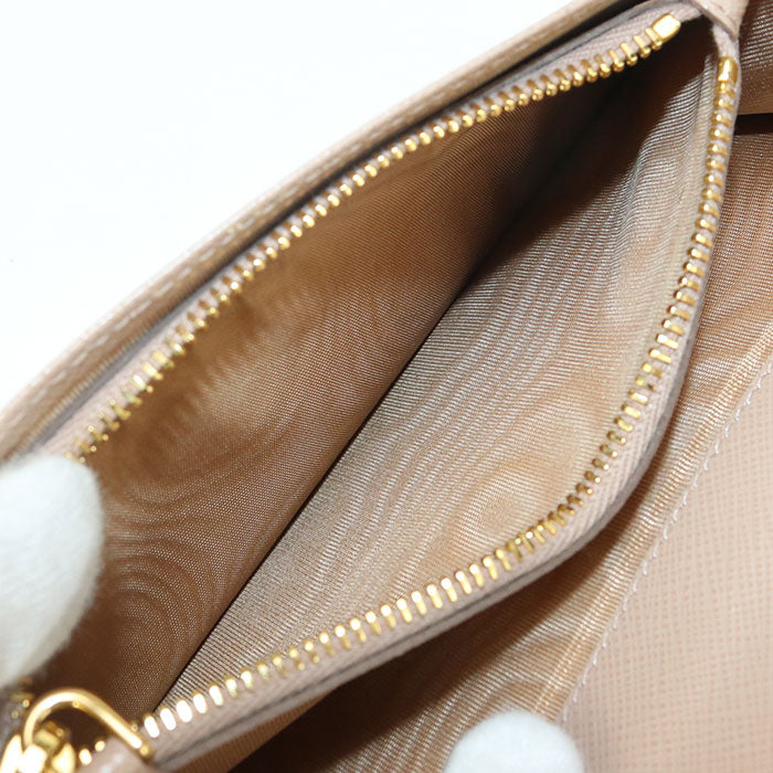 Prada 1Mv025 Long Wallet Safiano Folding Long Wallet Leather Beige Women