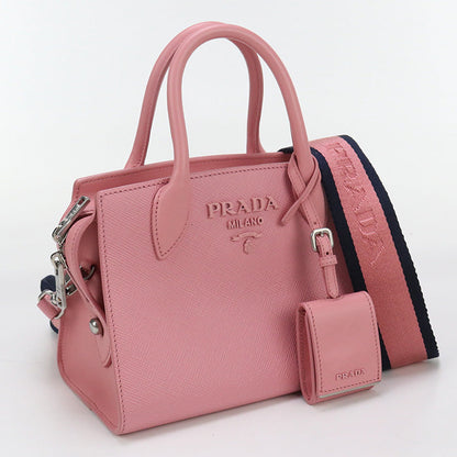 Prada 1Ba156 Handbag Safiano 2Way Handbag Leather Pink Women