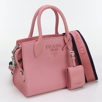 Prada 1Ba156 Handbag Safiano 2Way Handbag Leather Pink Women