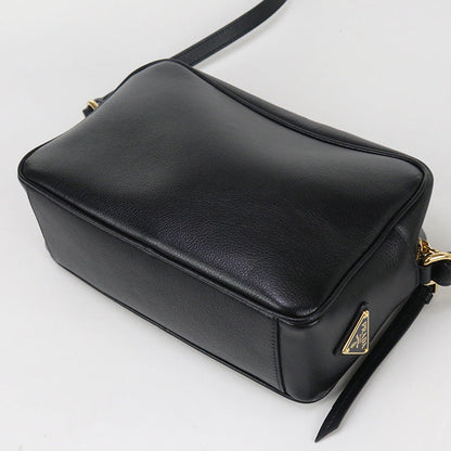 Prada 1Bh089 Shoulder Bag Logo Embossing Camera Bag Leather Black Women(Unisex)