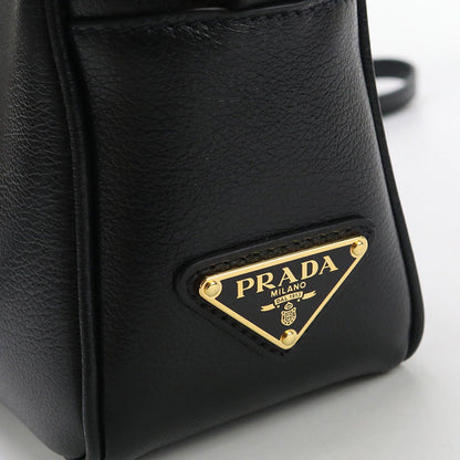 Prada 1Bh089 Shoulder Bag Logo Embossing Camera Bag Leather Black Women(Unisex)