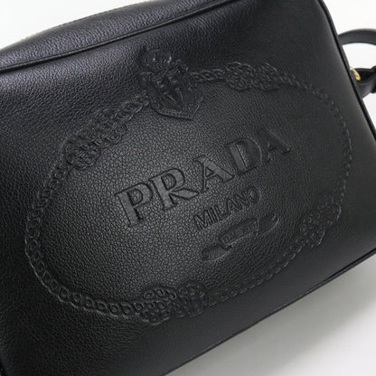 Prada 1Bh089 Shoulder Bag Logo Embossing Camera Bag Leather Black Women(Unisex)