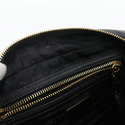 Prada 1Bh089 Shoulder Bag Logo Embossing Camera Bag Leather Black Women(Unisex)