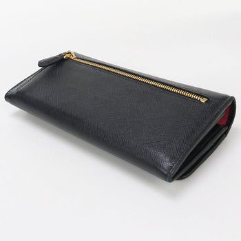 Prada Saffiano Multicolor Long Wallet With Double Fold Coin Purse Black Women