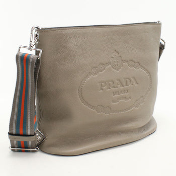 Prada 1Be057 Vitello Phoenix Diagonal Shoulder Bag Shoulder Bag Leather Gray Women