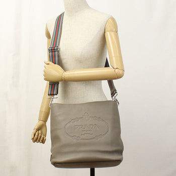 Prada 1Be057 Vitello Phoenix Diagonal Shoulder Bag Shoulder Bag Leather Gray Women