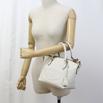 Prada 1Ba111 2Ebj F0009 2Way Handbag Leather White Women