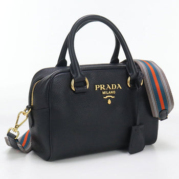 Prada 1Bb108 2E8K F0002 2Way Vittello Leather Handbag Leather Black Women