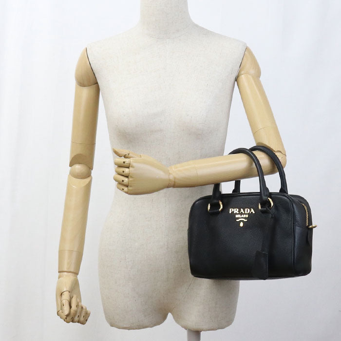 Prada 1Bb108 2E8K F0002 2Way Vittello Leather Handbag Leather Black Women