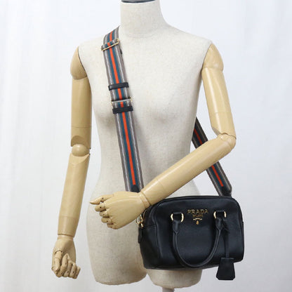 Prada 1Bb108 2E8K F0002 2Way Vittello Leather Handbag Leather Black Women