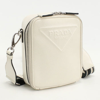 Prada 2Vh154 Shoulder Bag Safiano Crossbody Bag Leather White Mens(Unisex)
