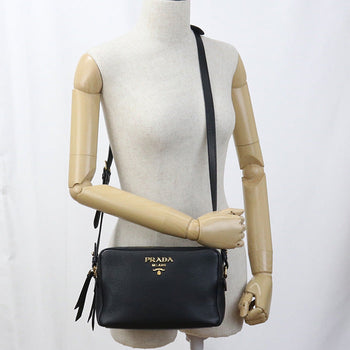 Prada 1Bh079 Shoulder Bag/Camera Bag Leather Black Women