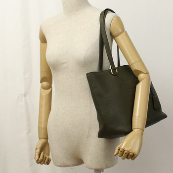 Prada 1Bg100 Tote Bag Embossed Logo Shoulder Bag Leather Khaki Women(Unisex)