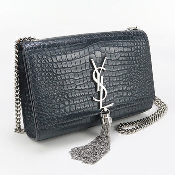 Saint Laurent Sl91704 Chainshoulder Bag Kate Leather Gray Women