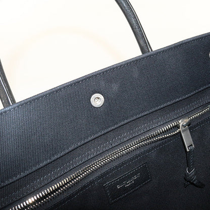 Saint Laurent 632539 Rive Gauche Tote Bag Cotton Black Mens