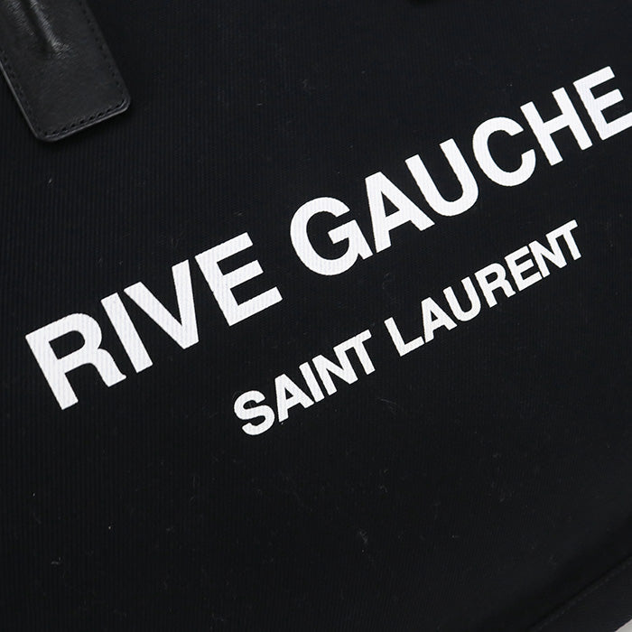 Saint Laurent 632539 Rive Gauche Tote Bag Cotton Black Mens