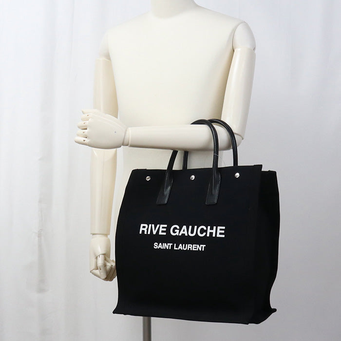 Saint Laurent 632539 Rive Gauche Tote Bag Cotton Black Mens