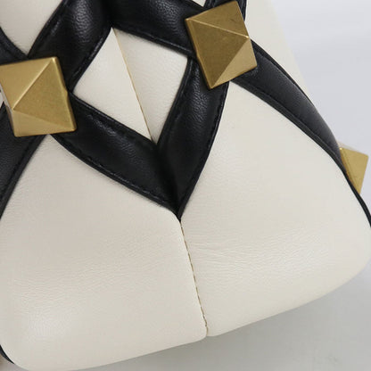 Valentino 2Way Handle Bag Roman Studs Handbagn Nappa Leather White Women